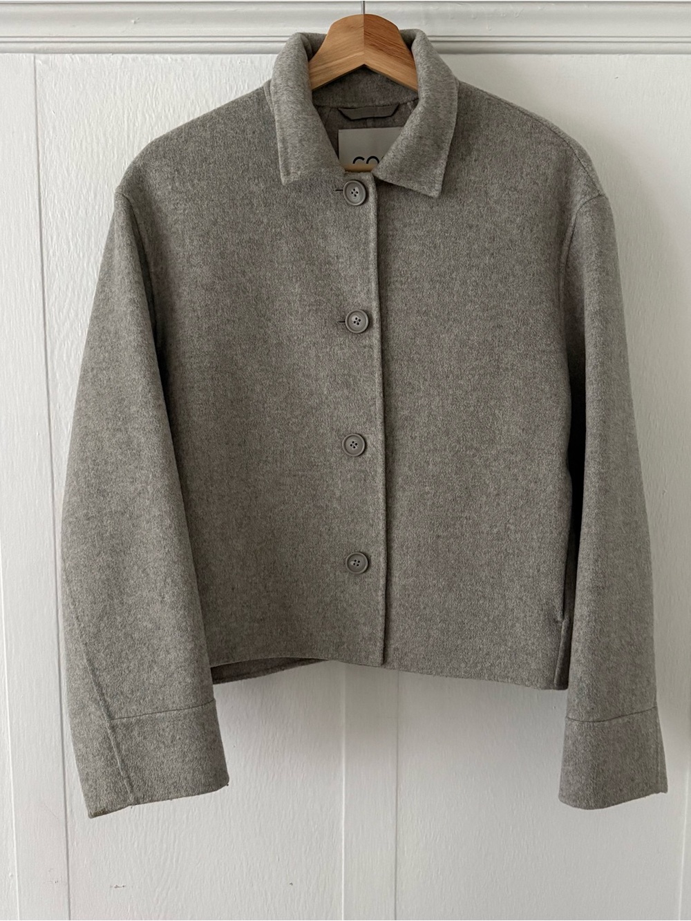 COS Grey Wool Button-Front Coat/Jacket